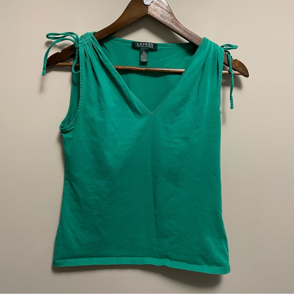 Lauren Ralph Lauren Green Tank Top with Shoulder Ties Women Size Small
